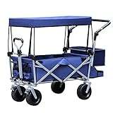 HIGOH Handcart, G-Arden Cart Trolley Faltbare Zugstange Einziehbares Ziehen Klappwagen Camping Trolley Outdoor-Lager 100 Kg/Navy Blau