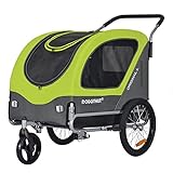 Doggyhut Original Large Fahrradanhänger & Hundebuggy 2 in 1 für Hunden bis 35kg Hundeanhänger Jogger Hundewagen mit Feststellbremse Tiggo (Grün)