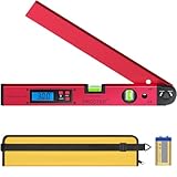 Proster Digitaler Winkelmesser 0-225 ° Digital Winkelmesser mit Wasserwaage und LCD Beleuchtetung 400 mm / 16 Zoll Winkelmessgerät mit Batterie und Tasche für Bedachungstechnik -Rot