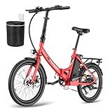 Fafrees F20 Light, ebike klappbar 20 Zoll, Elektrofahrrad 36V 16.75Ah, City EBike Damen 250W 25km/h, e-Bike klapprad Reichweite bis zu 65-130 km E-Fahrrad Herren, Rot