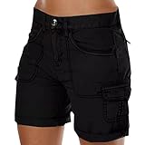 pvucpot Damen Cargo Shorts Militär Kurze Hosen Multi Taschen Hoch Tailliert Freizeithose Outdoorhose Arbeitshose Bermuda Shorts Outdoor Wandern Shorts