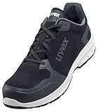 Uvex 1 Sport S3 ESD Sicherheitsschuhe für Herren - Bequeme & Atmungsaktive Arbeitsschuhe für Männer - Leichte & Ergonomische Halbschuhe Velours ,Schwarz,41 EU