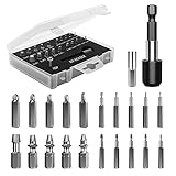 Nuovoware Schraubenausdreher Set, 22PCS Broken Screw Extractor Kit mit magnetischem Verlängerungsbithalter und Sockeladapter Schnellarbeitsstähle Schrauben entferner für Schrauben, Schwarz