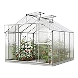 GFP Gewächshaus Orchidee 4 Alu-Rahmen 256 x 256 cm Polycarbonat Platten - mit Fundamentrahmen & automatischem Fensteröffner