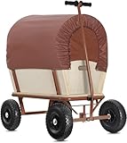 Stagecaptain Bollerwagen Holz im Wild Western Style - Handwagen mit Dach für Sonne und Regen - Lenkbare Vorderachse & Deichsel aufrecht fixierbar - Robuste Profilreifen aus Hartplastik