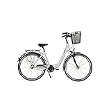 HAWK City Wave Deluxe Plus inkl. Korb I Damenfahrrad 26 Zoll I Leichtes Damen Fahrrad mit 7-Gang Nabenschaltung & Nabendynamo I Weiß