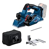 Bosch Professional 18V System Akku-Hobel GHO 18V-26 (bürstenloser Motor, inkl. Staubbeutel, Parallelanschlag, 1x Wood Razor Wendemesser)