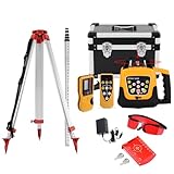 Iglobalbuy Rotationslaser Rot laser selbstnivellierend 360° Rotary Laser Level baulaser automatische rotierende Laser, max. Arbeitsbereich 500m, mit Empfänger und Fernbedienung