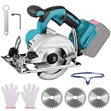 ConBlom 5'' Akku-Handkreissäge für Makita 18V-Akku, Bürstenlos, 8000 U/min, 4 Sägeblätter (Ø 125 mm) für Holz, Kunststoff, Weichmetall (ohne Akku/ohne Ladegerät)