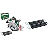 Bosch Akku-Kreissäge UniversalCirc 18V-53 & DIY 2x Führungsschiene aus Kunststoff mit Schraubzwingen (für PKS 55A/66A/66AF, 2x 350 mm, Zubehör Kreissägen)