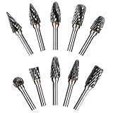 YSDMY Hartmetall Frässtifte Set Hartmetallfräser,10 Stück Wolframcarbid Fräser Schaftfräser mit 3 mm Schaft, 6 mm Schleifkopf，Dremel Fräser Für Holzbearbeitung, Schnitzen, Polieren, Gravieren, Bohren