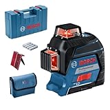 Bosch Professional Linienlaser GLL 3-80 (roter Laser, max. Arbeitsbereich: 30 m, 4x AA Batterie, im Handwerkerkoffer), Blau