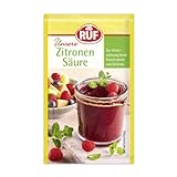 RUF Zitronensäure, zum Gelieren & Konservieren von Konfitüren, als Geschmack-Abrundung für Obst-Salate & Salatsoßen, zum Reinigen & Entkalken, 6 x 5g