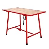 Wiltec Werkbank 120 x 62,5 x 83 cm klappbar, Werktisch faltbar, klappbarer Arbeitstisch bis 300 kg belastbar, Werkstatteinrichtung aus Stahl und Holz