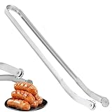 BBQ Würstchen Wendezange, Grillzange Drehbar, 38cm Wurst Grillzange Edelstahl mit Rädchen, zum Wenden von, Steak, Fleisch und Gemüse, Kochzange zum Grillen-1pc