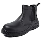 BLACK HAMMER Herren Sicherheitsstiefel Chelsea Arbeitsschuhe Leder Stahl Zehenkappe Arbeitsknöchel Leichtes Schuhwerk ESD S3 SRC 8872 (44 EU)