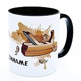 Schreiner Tischler Hoble Tasse mit Namen personaliert Becher Geschenk Prüfung Geselle Tischler Schreinermeister Tischlermeister Zubehör Geschenkideen Accessoires Bedarf Deko Gadget Keramik 330 ml