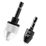 Fongmore 2 Stück 1/4 Zoll Sechskantschaft Keyless Bohrfutter Bit Schnellwechsel Konverter Verlängerung Schraubendreher Bohrer Adapter Schlagbohrwerkzeug 0,3-6,5 mm 0,3-3,6 mm