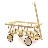 HolzFee Kinder-Handwagen 70 cm Leiterwagen Buchenholz mit Holzräder