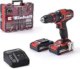 Einhell Akku-Schlagbohrschrauber-Set TE-CD 18/40 Li-i +64 (2x2,0 Ah) Power X-Change (Li-Ion, 18 V, 40 Nm, Drehzahl-Elektronik, 2-Gang-Getriebe, max. 24.000 min-1, inkl. Akkus, Ladegerät & Zubehör)