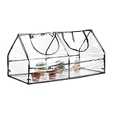 Relaxdays, transparent Gewächshaus Folie, PVC, Stecksystem, Schrägdach, Balkon & Garten, Frühbeet, HBT: 60 x 120 x 60 cm, 70% Kunststoff, A schwarz