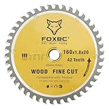 FOXBC 205561 Kettensägeblatt 160 x 1,8 x 20 mm, 42 Zähne, für Festool TS 55 F, TSC 55 K, HK 55 und HKC 55, Holz-Feinschnitt