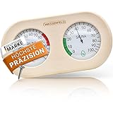 WASSERFELD® Sauna Thermometer Hygrometer [2in1 Funktion] Präzises Saunathermometer für eine genaue Messung der Temperatur & Luftfeuchtigkeit - Sauna Hygrometer mit gehärtetem Glas - Saunazubehör…