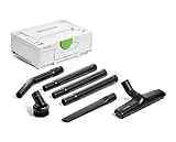 Festool Standard-Reinigungsset RS-ST D 27/36-Plus (mit Handrohr gebogen, Bodendüse, Verlängerungsrohre, Fugendüse, Saugpinsel), im Systainer