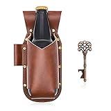 iPihsius Bier Holster, für Herren Vintage Leder, inklusive Flaschenöffner Geschenk für Herren, Freisprechen auf Partys, Grillen, Camping