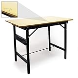 Wiltec Werkbank 100 x 60 x 76 cm klappbar, Werktisch faltbar, linierter Arbeitstisch bis 150 kg belastbar, Werkstatteinrichtung aus Stahl und Holz