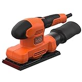 Black+Decker BEW220 Schwingschleifer (150W, Schleifplatten 90 x 187 mm, mit integrierter Staubabsaugung, zum Schleifen/Polieren von großen Flächen, inkl. 1 Schleifpapier K100), Cranberry