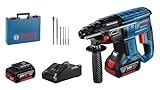 Bosch Professional 18V System Akku Bohrhammer GBH 18V-21 (1025 Watt, 2 Joule, max. Bohren 30 mm, inkl. 2x GBA 18V 5.0Ah Akku, Ladegerät GAL 18V-40, 6-tlg. Bohrmeißel-Set, Hammer Bohr, im Koffer)