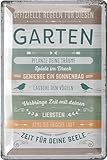 LANOLU Gartenregeln Schild - Blechschilder Garten mit Sprüchen - nostalgische Dekoration als Gärtner Geschenke - retro Deko vintage Metallschild Garten in Holz Optik 20x30cm