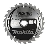 Makita B-62985 EFFICUT Kreissägeblatt Ø 165 x 1,4 x 20 mm, 25 Zähne, 23° Zahnwinkel, für saubere und schnelle Schnitte in Holz, für Akku-Handkreissägen