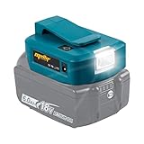 Mellif Akku USB Adapter für Makita 18V DEBADP05 mit LED-Arbeitslicht & DC 12V 2A Port & PD 18W USB C (Akku Nicht enthalten)