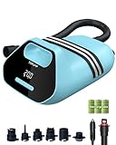 TOPUMP SUP Pumpe Elektrisch Akku TPS300, 7800 mAh 20 PSI Hochdruck Luftpumpe, 110 V AC/12 V DC Schnellladung, Auto-Off für Aufblasbare Stand Up Paddle Boards, Boote, Kajak, Kitesurf…