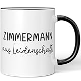 JUNIWORDS Tasse, Zimmermann aus Leidenschaft, Schwarz (6667709)