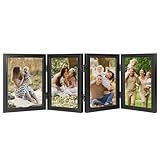 4 Bilderrahmen Collage 13x18 Bilderrahmen Klappbar Schwarz mit Doppelseitigem Display Drehbar Mehrfach Fotorahmen für Familie Freund Geschenk und Büro Decoration