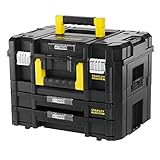 Stanley FatMax Pro-Stack Werkzeugkoffer Combo(21,5L Fassungsvermögen, mit 2 Schubladen und Organizern für Kleinteile, mit Metallschließen, mit herausnehmbaren Innenteilern) FMST1-71981