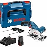 Bosch Professional 12V System Akku Kreissäge GKS 12V-26 (Sägeblatt-Ø: 85mm, inkl. 2x 3.0Ah Akku, Schnellladegerät GAL 12V-40, L-BOXX-Einlage, L-BOXX)