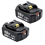 AKKOPOWER 2Pack 18V 5000mAh Akku Kompatibel mit BL1850 BL1860B BL1855 BL1840 BL1830 BL1835 BL1820B BL1815 mit LED Indikator