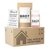 MeerBach & Rose, Einweihungsgeschenk für Wohnung und Haus, originelles Brot und Salz Geschenk zum Einzug im mini Umzugskarton, tolles Einzugsgeschenk