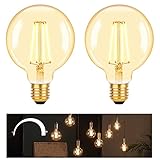 DSLebeen Dimmbar Edison E27 LED Vintage Glühbirne, G95 Warmweiß Lampe, 6W Retro Leuchtmittel Ersetzt 60W Glühlampe, 600LM, 2700K, Leuchtmittel für Bar, Heim, Hotel, Café - 2 Stück(95mm)