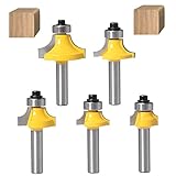 ASNOMY 5 Stück 8mm Schaft Abrundfräser Standard Fräser Set Runde Über Fräser Bits Oberfräsen-Bits Kanten-Router-Bit Fräswerkzeuge für die Holzbearbeitung