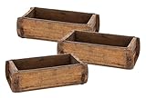 Spetebo Ziegelform Holzkiste mit Metall Beschlägen 30 x 15 cm - 3er Pack - Vintage Deko Kiste aus Altholz - Dekokiste Allzweck Box aus altem recyceltem Holz shabby used look