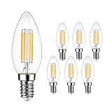 EXTRASTAR Glühbirne E14 Kerze LED Lampe,4W ersetzt 40W Halogenlampen, 220-240V, 2700K, 400Lumen Filament Lampe 2700K Warmweiß,C35 Classic Glühfaden kerzenlampe, Nicht Dimmbar,6 Stück