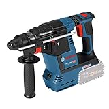 Bosch Professional 18V System Akku Bohrhammer GBH 18V-26 (SDS Plus, Bohr-Ø max: Beton/Stahl/Holz 26/13/30mm, inkl. Zusatzhandgriff, Tiefenanschlag 210mm, Maschinentuch, ohne Akku/ Ladegerät)