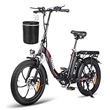 Fafrees F20 E Bike Klapprad 20 Zoll, Elektrofahrräder Fatbike 250W 25km/h, Pedelec Faltbares36V 16Ah Akku, E-Fahrrad Reichweite bis zu 60-130km, City E-Bike Herren Damen, Schwarz