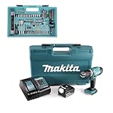 Makita DHP453FX12 18V Li-Ion LXT Kombibohrer komplett mit 1x 3,0 Ah Akku, Ladegerät und Zubehörset im Tragekoffer