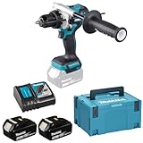 Makita DHP486RTJ Akku-Schlagbohrschrauber 18V / 5,0 Ah, 2 Akkus + Ladegerät im MAKPAC Petrol